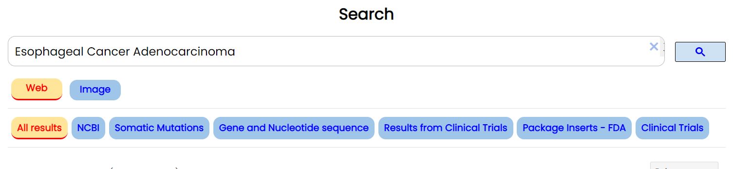 Dedicated Custom Search app that filters the web for information on mutations and medical literature