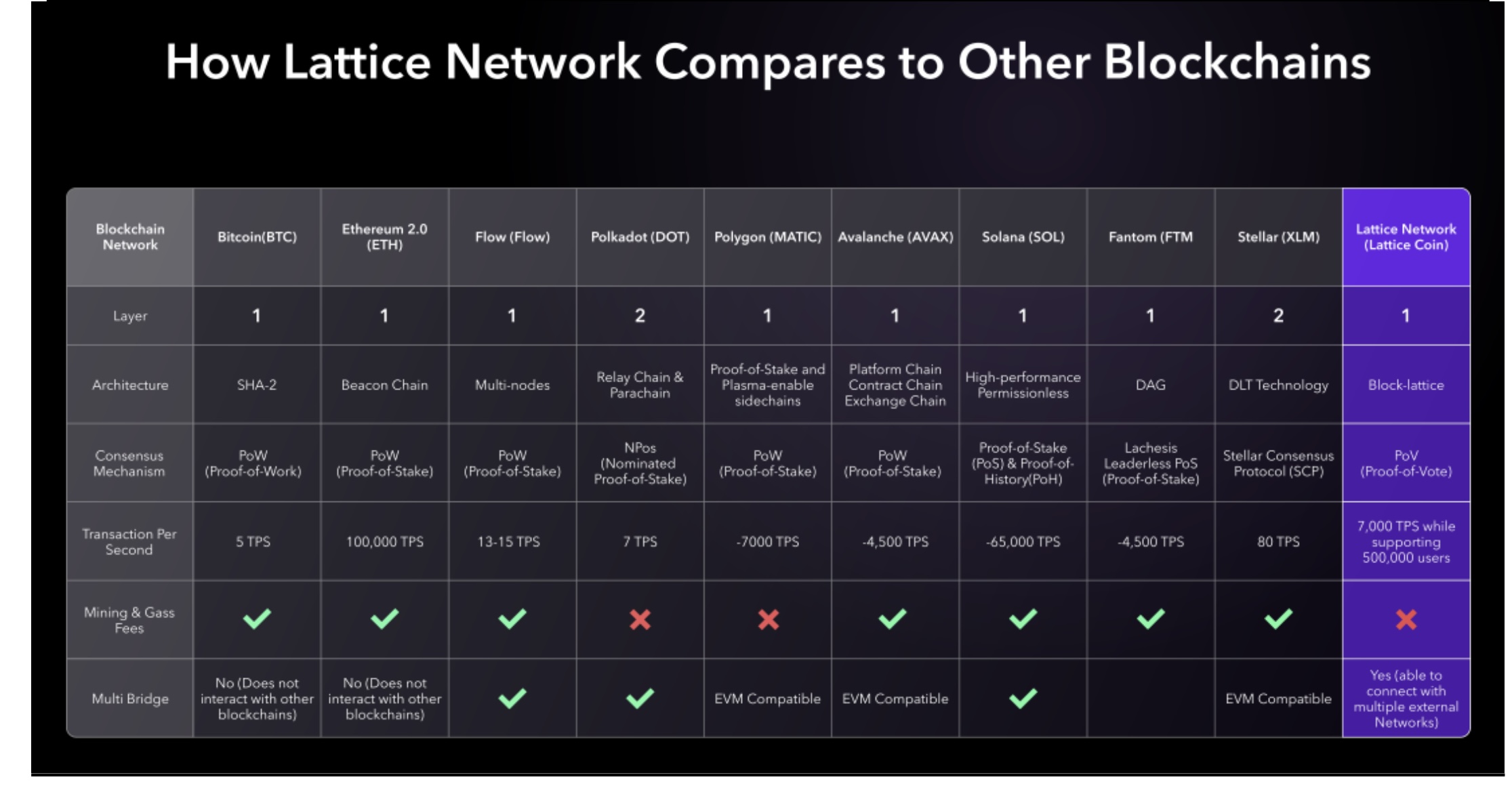 Lattice Network Comparison
